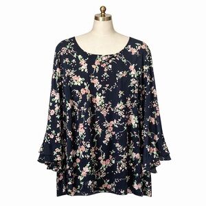 Karl Lagerfeld Paris Navy Floral Top (3X)